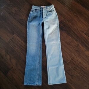 Revice Denim Two Toned High Rise Straight Cut Tall Relaxed Fit Loose Jeans Sz 24